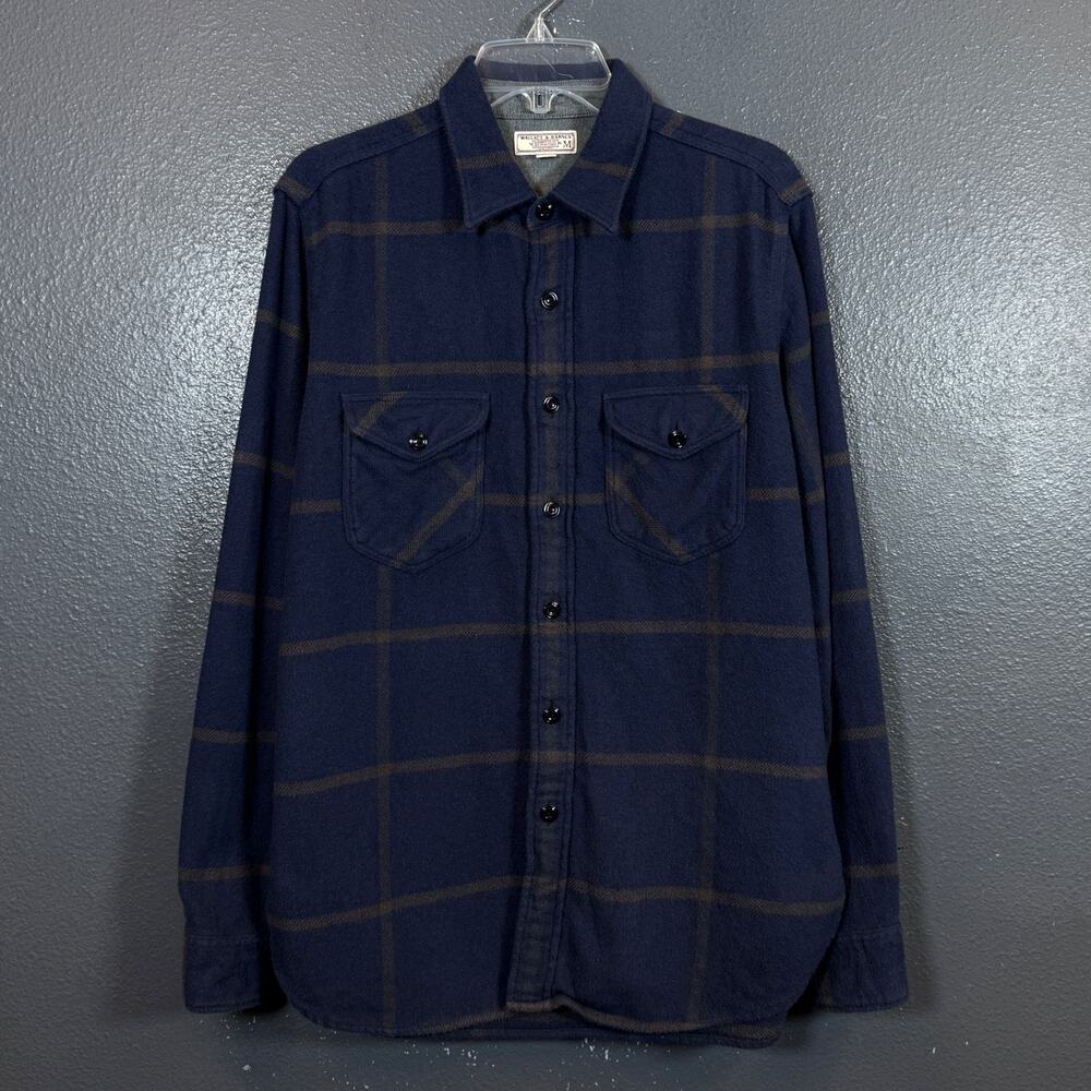 Wallace & Barnes M men’s blue long sleeve button up 100% cotton shirt